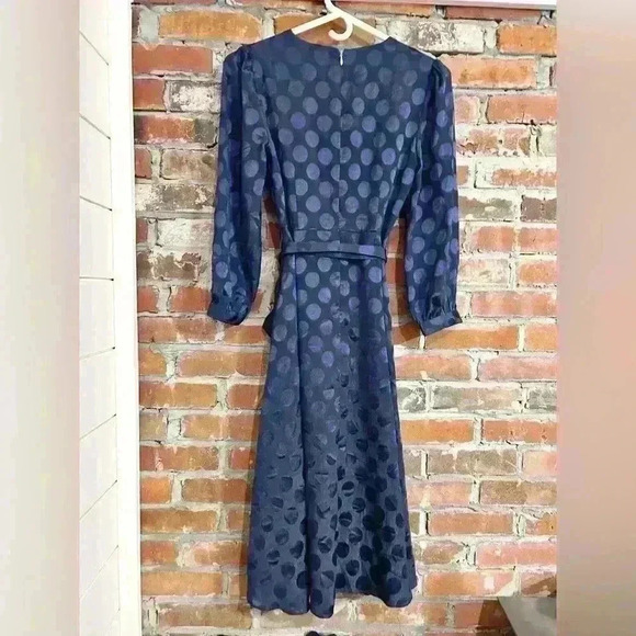 Draper James Navy Blue Long Sleeve Polka Dot Midi Size 0 - Picture 3 of 9